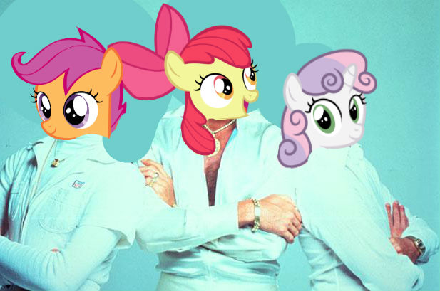 Size: 617x409 | Tagged: safe, artist:anthony60617, derpibooru import, apple bloom, scootaloo, sweetie belle, pony, 70s, alternate universe, bee gees, cutie mark crusaders, disco