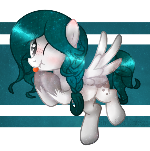 Size: 1280x1287 | Tagged: safe, artist:shining-omega, derpibooru import, oc, oc:kala, pegasus, pony, female, mare, one eye closed, solo, tongue out, wink