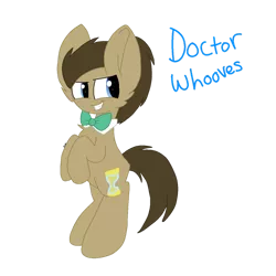 Size: 1024x1024 | Tagged: artist:circuspaparazzi5678, bowtie, derpibooru import, doctor whooves, safe, simple background, solo, standing up, text, time turner, transparent background