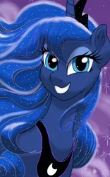 Size: 1200x1920 | Tagged: safe, artist:theroyalprincesses, derpibooru import, princess luna, alicorn, pony, bust, cute, female, looking at you, lunabetes, mare, portrait, smiling, solo