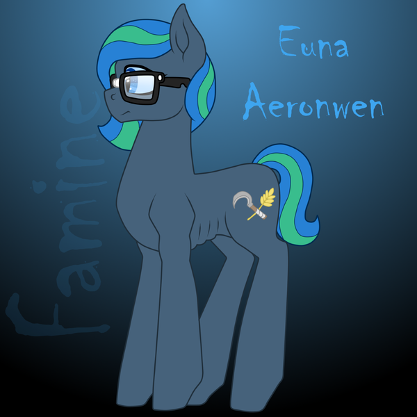 Size: 1500x1500 | Tagged: safe, artist:glacierfrostclaw, derpibooru import, oc, oc:euna aeronwen, earth pony, pony, famine, female, glasses, mare, sisters of the apocalypse, skinny