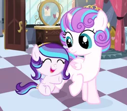 Size: 996x874 | Tagged: safe, artist:nocturna76, derpibooru import, princess flurry heart, oc, oc:amora, pegasus, pony, baby, baby pony, female, filly, offspring, older, parent:princess cadance, parent:shining armor, parents:shiningcadance, siblings, sisters