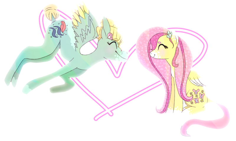 Size: 1280x768 | Tagged: safe, artist:deerlinglace, derpibooru import, fluttershy, zephyr breeze, pegasus, pony, brother and sister, colored wings, colored wingtips, duo, eyes closed, female, heart, male, mare, profile, siblings, simple background, sitting, smiling, spread wings, stallion, transparent background, wings