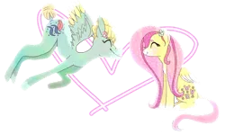 Size: 1280x768 | Tagged: safe, artist:deerlinglace, derpibooru import, fluttershy, zephyr breeze, pegasus, pony, brother and sister, colored wings, colored wingtips, duo, eyes closed, female, heart, male, mare, profile, siblings, simple background, sitting, smiling, spread wings, stallion, transparent background, wings