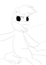 Size: 2480x3508 | Tagged: safe, artist:twinblade edge, derpibooru import, oc, oc:twinblade edge, pony, looking at you, monochrome, solo, wip