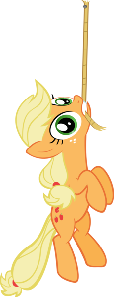 Size: 622x1615 | Tagged: safe, alternate version, artist:breadking, derpibooru import, applejack, pony, hang in there, hanging, mouth hold, nail, rope, simple background, solo, transparent background, vector