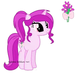 Size: 714x700 | Tagged: safe, artist:xylenneisnotamazing, derpibooru import, oc, oc:magenta bows, pony, unicorn, female, mare, simple background, solo, transparent background