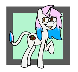 Size: 541x499 | Tagged: safe, artist:vbronny, derpibooru import, oc, unofficial characters only, pony, unicorn, cutie mark, female, hooves, horn, looking at you, mare, raised hoof, solo, tongue out