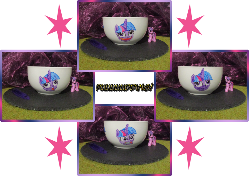 Size: 2750x1950 | Tagged: safe, artist:malte279, derpibooru import, twilight sparkle, twilight sparkle (alicorn), alicorn, pony, unicorn, best gift ever, blind bag, bowl, craft, faic, female, irl, mare, merchandise, photo, porcelain, porcelain painting, pudding face, solo, toy, unicorn twilight, wave 3