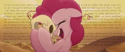 Size: 1920x804 | Tagged: safe, derpibooru import, edit, edited screencap, screencap, pinkie pie, earth pony, pony, my little pony: the movie, bone, bone dry desert, dead, desert, desert sun madness, existentialism, female, hamlet, insanity, mare, messy mane, shakespeare, skeleton, skull