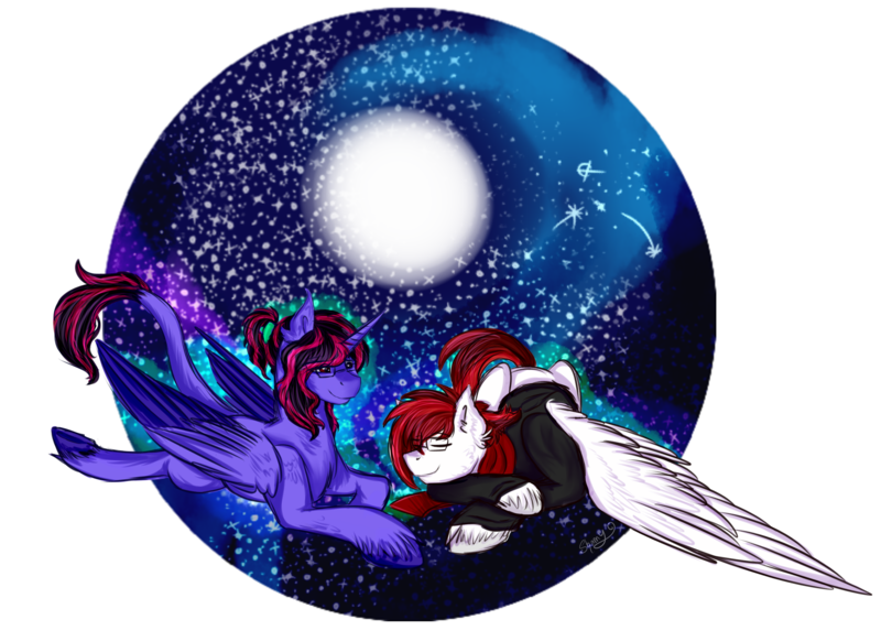 Size: 2343x1678 | Tagged: safe, artist:shamy-crist, derpibooru import, oc, oc:shamy, unofficial characters only, alicorn, pegasus, pony, female, glasses, male, mare, sleeping, stallion