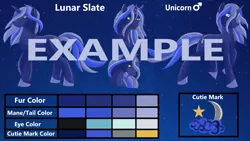 Size: 2619x1477 | Tagged: safe, artist:deliciousclickbait, derpibooru import, oc, oc:lunar slate, unofficial characters only, pony, unicorn, reference sheet, sheet, solo