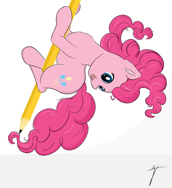 Size: 1726x1878 | Tagged: safe, artist:taxar, derpibooru import, part of a set, pinkie pie, pony, drawn into existence, pencil, smiling, solo