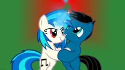 Size: 3840x2160 | Tagged: safe, artist:agkandphotomaker2000, derpibooru import, vinyl scratch, oc, oc:pony video maker, pony, canon x oc, excited, female, heartwarming, male, mistletoe, shipping, straight, videoscratch