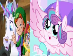 Size: 4096x3168 | Tagged: safe, derpibooru import, princess flurry heart, alicorn, pony, unicorn, coincidence, comparison, lucky charms, wrong aspect ratio