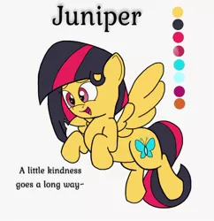 Size: 1056x1089 | Tagged: safe, artist:darkknighthoof, derpibooru import, oc, oc:juniper, unofficial characters only, pegasus, pony, female, flying, mare, open mouth, raised hoof, reference sheet, simple background, solo, white background