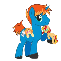 Size: 1200x1200 | Tagged: safe, artist:rinikka, derpibooru import, adagio dazzle, sunset shimmer, oc, pony, unicorn, 2019 community collab, derpibooru community collaboration, male, plushie, simple background, smiling, solo, transparent background