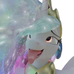 Size: 1080x1080 | Tagged: suggestive, artist:bckiwi, derpibooru import, princess celestia, anthro, 3d, ahegao, ahego meme, blender, bust, cross-eyed, looking up, meme, open mouth, simple background, solo, tongue out