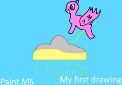 Size: 1460x1014 | Tagged: suggestive, derpibooru import, pegasus, pony, 1000 hours in ms paint, cloud, pissing, rain, solo, urine, why, wings, yellow rain