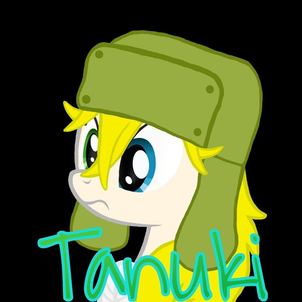 Size: 1280x1280 | Tagged: safe, artist:kobato98, derpibooru import, oc, oc:klever, ponified, earth pony, pony, bandage, black background, female, hat, heterochromia, mare, simple background, solo, ushanka