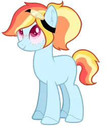 Size: 3377x4000 | Tagged: safe, artist:auroranedula, derpibooru import, oc, oc:zap prism, unofficial characters only, earth pony, pony, blank flank, female, mare, next generation, offspring, parent:braeburn, parent:rainbow dash, parents:braedash, solo