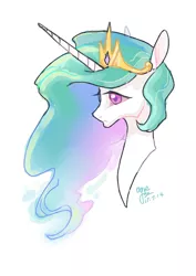 Size: 1024x1449 | Tagged: safe, artist:ogre, derpibooru import, princess celestia, alicorn, pony, bust, crown, female, jewelry, mare, regalia, solo