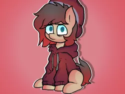 Size: 800x600 | Tagged: safe, artist:retro_hearts, derpibooru import, oc, oc:cheat code, unofficial characters only, earth pony, pony, beanie, clothes, gamer, grumpy, hat, male, red background, simple background, sitting, stallion, tired