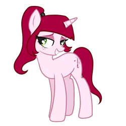 Size: 1200x1200 | Tagged: safe, artist:rinikka, derpibooru import, oc, oc:rinikka, unofficial characters only, pony, unicorn, 2019 community collab, derpibooru community collaboration, bangs, female, freckles, lidded eyes, mare, ponytail, simple background, smiling, solo, tall, transparent background