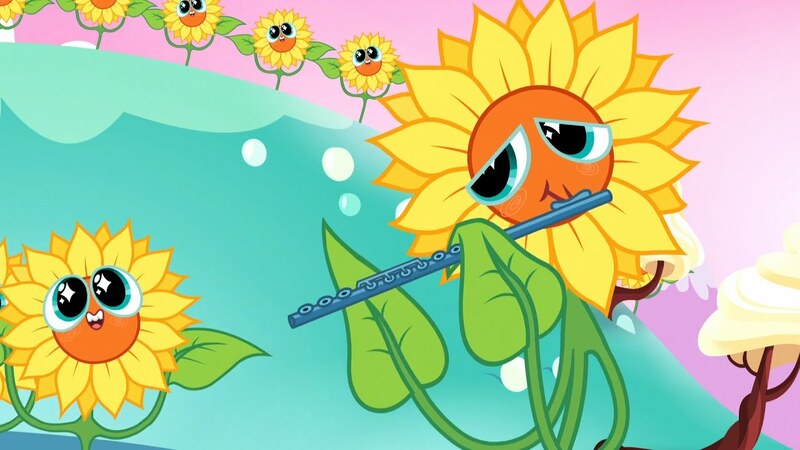 Size: 1280x720 | Tagged: safe, derpibooru import, pony, do princesses dream of magic sheep, flower, flute, musical instrument, nightmare fuel, nightmare sunflower, singing, sunflower