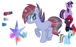 Size: 1920x1200 | Tagged: safe, artist:starlunatvyt, derpibooru import, rainbow dash, tempest shadow, twilight sparkle, twilight sparkle (alicorn), alicorn, pony, female, lesbian, magical lesbian spawn, offspring, parent:rainbow dash, parent:tempest shadow, parent:twilight sparkle, parents:tempestlight, parents:tempestlightdash, parents:twidash, polyamory, polygamy, shipping, simple background, tempestlight, tempestlightdash, transparent background, twidash