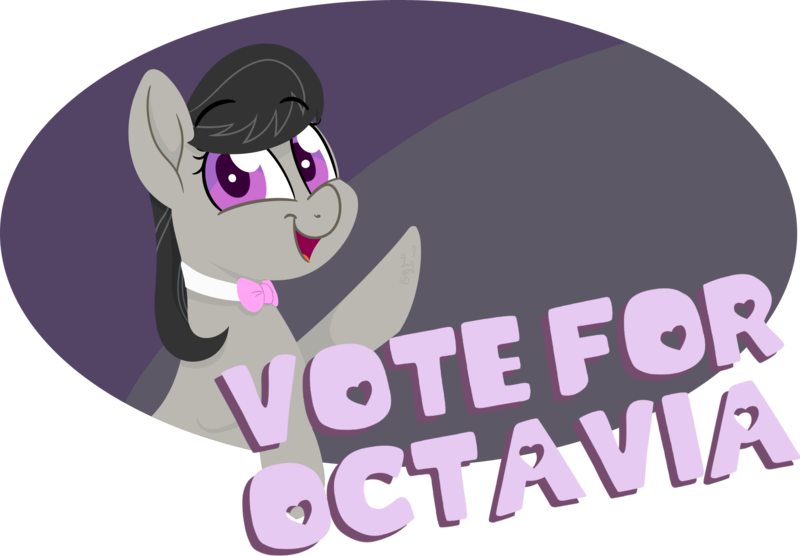 Size: 1989x1383 | Tagged: safe, artist:binkyt11, derpibooru import, octavia melody, earth pony, pony, derpibooru, bowtie, female, looking at you, mare, medibang paint, meta, simple background, solo, the great derpi election of 2018, transparent background, voting