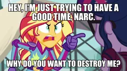 Size: 600x337 | Tagged: safe, derpibooru import, screencap, sci-twi, sunset shimmer, twilight sparkle, equestria girls, friendship games, angry, caption, exploitable meme, image macro, meme, sunset yells at twilight, text, the simpsons