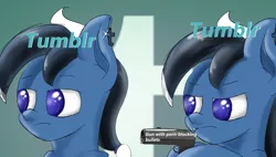 Size: 1212x688 | Tagged: safe, artist:plushcolossus, derpibooru import, oc, ponified, unofficial characters only, earth pony, pony, abstract background, female, gun, mare, meme, trust nobody not even yourself, tumblr, tumblr 2018 nsfw purge, tumblr drama, weapon