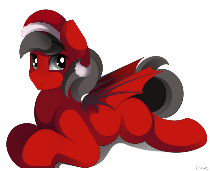 Size: 3888x3166 | Tagged: safe, artist:conrie, derpibooru import, oc, oc:queen phillip, unofficial characters only, alicorn, bat pony, changeling, christmas, christmas changeling, commission, disguise, disguised changeling, female, google drive, hat, hearth's warming eve, holiday, male, mare, santa hat, simple, simple background, solo, stallion