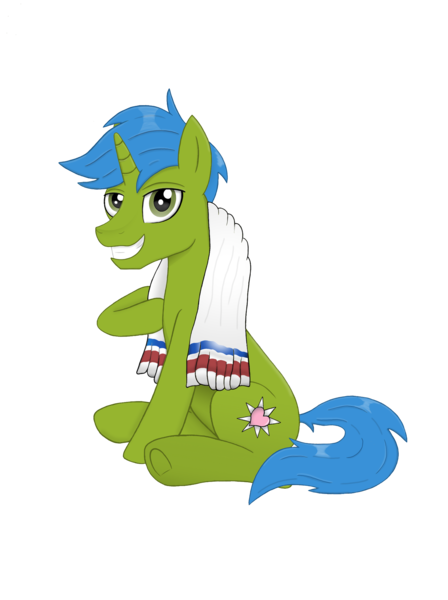 Size: 1528x2048 | Tagged: safe, artist:speedy1369, derpibooru import, oc, oc:jazzy love, unofficial characters only, pony, 2019 community collab, derpibooru community collaboration, male, simple background, sitting, smiling, solo, stallion, towel, transparent background