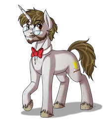 Size: 2800x3100 | Tagged: safe, artist:jack-pie, derpibooru import, oc, oc:arboreal shelter, unofficial characters only, pony, bowtie, facial hair, glasses, male, simple background, smiling, solo, stallion, transparent background