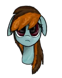 Size: 502x629 | Tagged: safe, artist:restartbob, deleted from derpibooru, derpibooru import, oc, oc:mercury vapour, unofficial characters only, earth pony, pony, bust, floppy ears, sad, simple background, solo, transparent background
