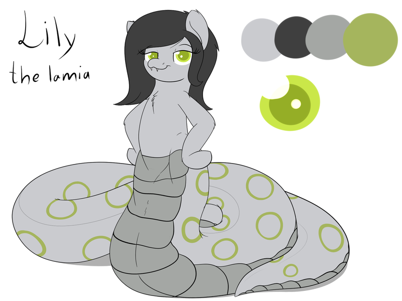 Size: 1280x960 | Tagged: artist:hartenas, derpibooru import, female, lamia, looking at you, mare, oc, oc:lily, original species, reference sheet, safe, simple background, snake, snake pony, solo, unofficial characters only, white background