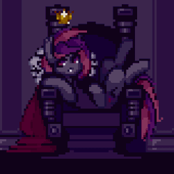 Size: 560x560 | Tagged: safe, artist:stockingshot56, derpibooru import, oc, unofficial characters only, pony, animated, cape, clothes, crown, gif, idle animation, jewelry, loop, male, pixel art, regalia, sitting, solo, throne