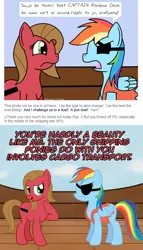 Size: 914x1600 | Tagged: safe, artist:haloprime, artist:toonboy92484, derpibooru import, rainbow dash, oc, oc:pun, earth pony, pony, ask pun, ask, female, mare, pirate dash, pun