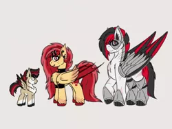 Size: 1024x768 | Tagged: safe, artist:rubysplash2018, derpibooru import, oc, oc:ruby splash, oc:techno blitz, oc:techno wing, unofficial characters only, bat pony, cyborg, cyborg pony, hybrid, pegasus, pony, bat pony oc, bat wings, family, father and child, father and son, female, hybrid wings, male, mother and child, mother and son, wings