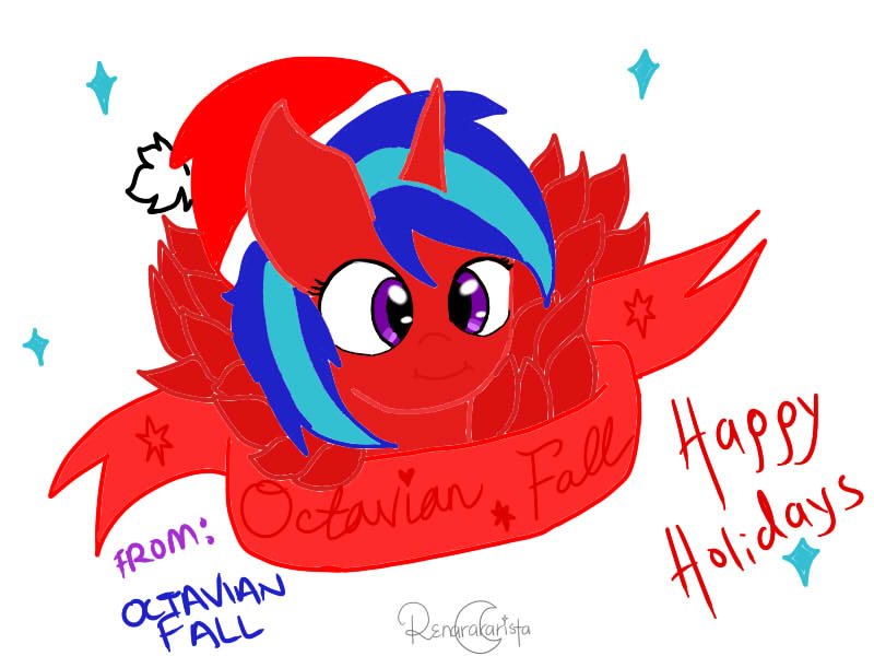 Size: 800x600 | Tagged: safe, artist:renarararista, derpibooru import, oc, alicorn, pony, alicorn oc, christmas, crescent moon, happy holidays, holiday, horn, moon, wings