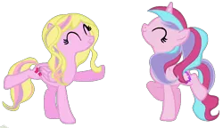 Size: 783x452 | Tagged: safe, artist:doroshll, derpibooru import, oc, oc:lolli, oc:velvet, unofficial characters only, pegasus, pony, unicorn, dancing, female, mare, simple background, transparent background