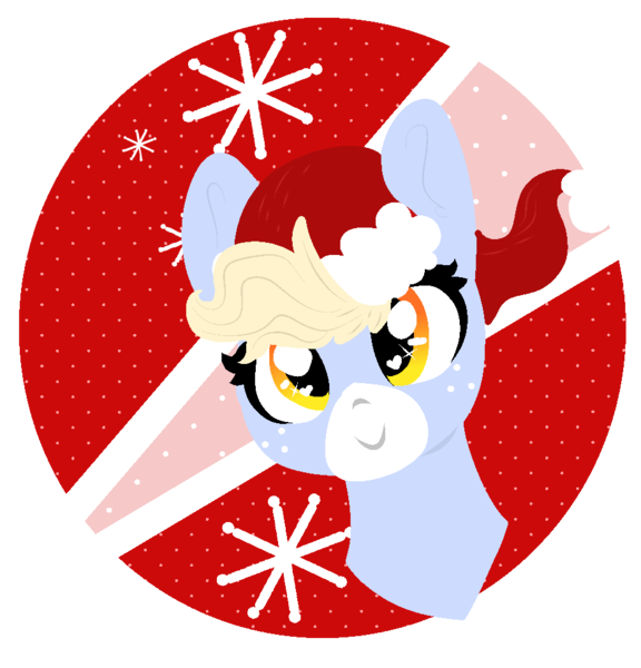 Size: 940x980 | Tagged: safe, artist:nootaz, derpibooru import, oc, oc:nootaz, pony, unicorn, bust, christmas, female, hat, holiday, hooves, icon, lineless, mare, portrait, santa hat, smiling, solo