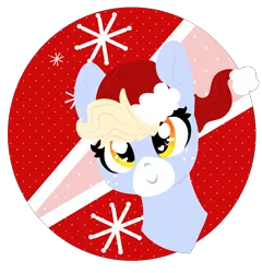 Size: 940x980 | Tagged: safe, artist:nootaz, derpibooru import, oc, oc:nootaz, pony, unicorn, bust, christmas, female, hat, holiday, hooves, icon, lineless, mare, portrait, santa hat, smiling, solo