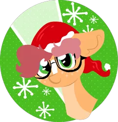 Size: 871x898 | Tagged: safe, artist:nootaz, derpibooru import, oc, oc:game guard, pony, bust, christmas, glasses, hat, holiday, icon, lineless, portrait, santa hat