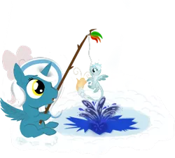 Size: 1000x900 | Tagged: safe, artist:superdragon911, derpibooru import, oc, oc:fleurbelle, alicorn, pony, alicorn oc, cloud, commission, fishing, horn, ice, ice fishing, image, leonine tail, micro, on a cloud, png, simple background, sitting, sitting on cloud, transparent background, wings, ych result