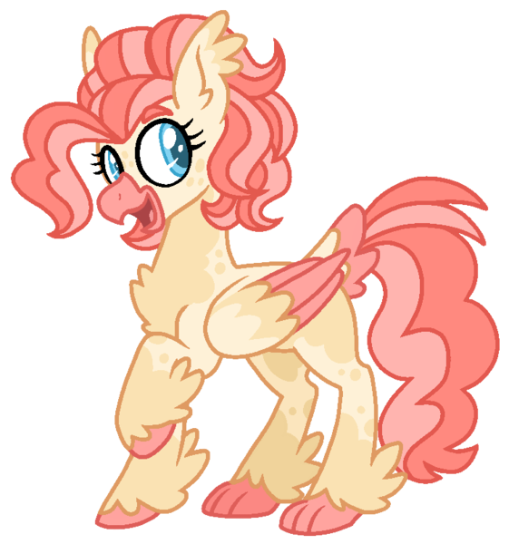 Size: 754x807 | Tagged: artist:sandwichbuns, classical hippogriff, derpibooru import, female, hippalectryon, hippogriff, hybrid, interspecies offspring, magical lesbian spawn, oc, oc:spongecake, offspring, parent:pinkie pie, parent:princess skystar, parents:skypie, safe, simple background, solo, transparent background