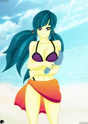 Size: 2608x3664 | Tagged: suggestive, artist:aboimages03, derpibooru import, juniper montage, equestria girls, spoiler:eqg specials, breasts, busty juniper montage, clothes, female, glasses, looking at you, solo, solo female, swimsuit