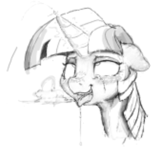 Size: 826x740 | Tagged: suggestive, artist:fatalqueef, derpibooru import, pony, ahegao, monochrome, needs more jpeg, open mouth, solo, tongue out